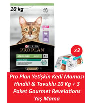 Pro Plan Yetişkin Kedi Maması Hindili & Tavuklu 10 Kg + 3 Adet Gourmet Ton Balıklı Yaş Mama