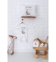 Pia Baby Premium %100 Pamuk İsme Özel Yenidoğan Erkek Bebek Hediye Seti 5018-07 (Ekru)