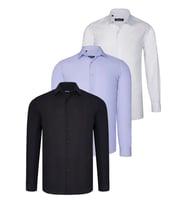 ÜÇLÜ SET G726 DEWBERRY GÖMLEK-SİYAH-BEYAZ-LİLA (Karışık)