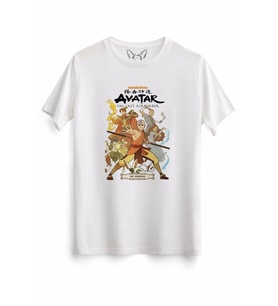Avatar The Last Airbender Anime Baskılı Beyaz Tshirt