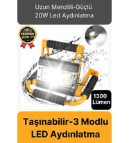 Özel Üretim Taşınabilir 3 Modlu 6500K Renk Sıcaklığı 20W Led 1300 Lümen Ayaklı Projektör Aydınlatma