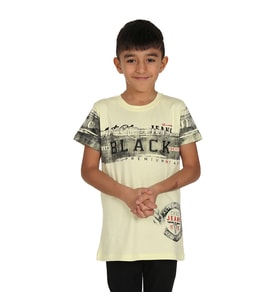Toontoy  Erkek Çocuk T-Shirt Black Baskılı  (Sarı)
