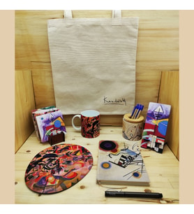 Wassily Kandinsky - Premium Set - Kupa-Kanvas Çanta-Defter-Kalem-Doğal Taş Bardak Altlığı Set-Mousepad-Kalemlik-MDF Telefon Standı