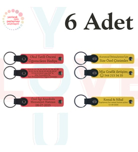 Nar Çiçeği & Sarı, 6’lı Set, İsim Yazılabilen Anahtarlık, Kültürel Festival Katılımcılarına Sürpriz