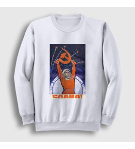 Presmono Unisex Beyaz Slava CCCP Sovyetler Birliği Sweatshirt 267711tt