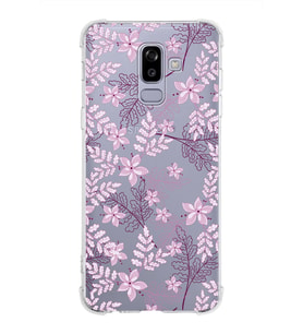 Samsung Galaxy J8 (2018)  Köşe Korumalı Antişok Kapak Floral Pudra Tasarımlı Şeffaf  Kılıf