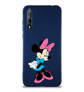 Huawei P Smart S Soft Premier Kapak Minnie Mouse-F Tasarımlı Silikon Kılıf - Lacivert (Şeffaf)