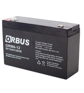 Orbus 6 Volt 12 Amper Kuru Akü ORB6-12 (150x50x94 Mm) (Siyah)