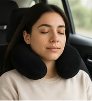 Peluş U Tipi Boyun Yastığı Yumuşak ve Ergonomik Seyahat Konforu (Siyah)
