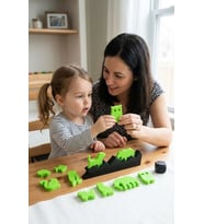 Montessori Hayvan Figürlü Denge Oyunu - Eğitici Zeka Geliştirici Tetris Blokları - (12 Parça) (Yeşil)