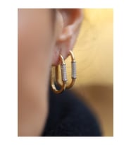 14 Ayar Altın 2.5 CM Ataç Taşlı Küpe