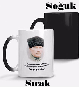 İsme Özel Atatürk Sihirli Kupa Bardak
