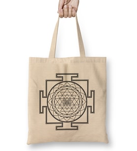 Sri Yantra 01 Bez Çanta Uzun Saplı