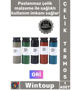 #Termos Paslanmaz Sızdırmaz Vakumlu Isı Koruyucu Hediyelik Kamp Piknik Gri Şık Çelik Termos 500 ML