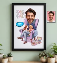 Kişiye Özel Karikatürlü Dog Dad Köpek Babası Siyah Çerçeve Babalar Günü Hediyesi