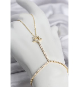 Gold Renk Pirinç Zirkon Taşlı Yıldız Model Şahmeran 5886 - SSSSSS5440-6561