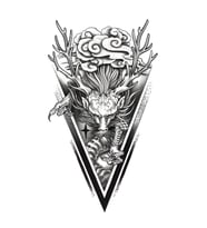XQB-605 ORTA BOY ÜÇGEN EJDERHA VE BULUT DESEN GEÇİCİ DÖVME-TATTO