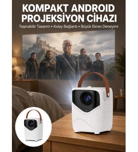 Projeksiyon Ev Sineması Bluetooth 4k HD Kaliteli Görüntü Kumandalı Yeni Nesil