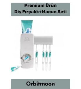 Premium Seri Pratik Yapışkanlı Her Tip Macunla Uyumlu Diş Macunu Sıkacağı 5 Adet Fırçalık Askı Seti