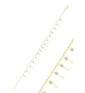 Gümüş altın yaldızlı zirkon taşlı çift sıra üçgen pullu halhal SGTL10536GOLD
