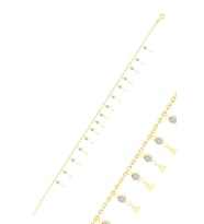 Gümüş altın yaldızlı zirkon taşlı çift sıra üçgen pullu halhal SGTL10536GOLD