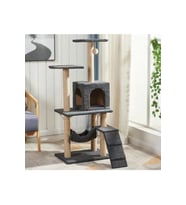 Antrasit B-07 Hamaklı Yuvalı Lüx Kedi Evi - Kedi Tırmalama Evi