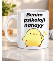 Sevimli Civciv Desenli Hayvan Severlere Hediye Porselen Kupa Bardak