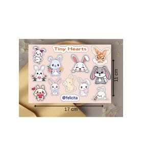 Minik Kalpler Etiketleri Hayvanlar Tiny Hearts Defter Süsleme Hediyelik Sticker Seti - 1 Sayfa