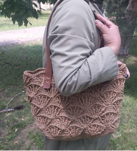 30*40 cm Kağıt İp Midye Çanta, Günlük Çanta