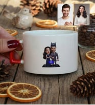 Kişiye Özel Karikatürlü Süper Kahraman Çift Sevgililer Lüks Fincan Sevgililer Günü Hediyesi