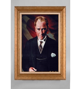 Çerçeveli Paspartulu Atatürk Tablo a529 (Gold)