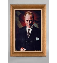 Çerçeveli Paspartulu Atatürk Tablo a529 (Gold)