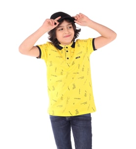 Toontoy Erkek Çocuk Komple Baskılı Tişört (Sarı)