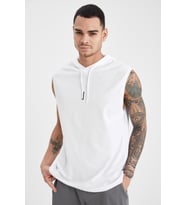DeFacto Slim Fit Baskılı Kapüşonlu Kolsuz Tişört U2476AZ21SM (Beyaz)