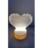 3D Led Işık Kalp Kalem İle Yazılıp Silinebilir (Sarı)