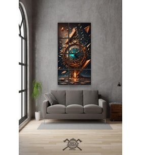 12 parça Zaman Saat Çerçeve Görünümlü Mdf tablo Duvar Süsü Hediyelik Eşya (45cm x 85cm)