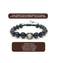 SERTİFİKALI Zirkon Aslan Aparatlı Lal (Granat) - 8mm Doğal Taş Bileklik Makrome Ayarlanabilir Ölçü