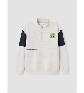 LCW Kids Beyaz Dik Yaka Erkek Çocuk Soft Touch Sweatshirt