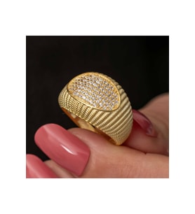 Gümüş Gold Zirkon Taşlı Kadın Yüzük CSR2185615