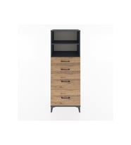Hyperion Dolap 2 Raflı 4 Çekmeceli 60x44x163 Antrasit-Çam