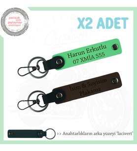 Motorcular ve Araç Sahipleri İçin Kişisel Hediye – 2’li Deri Anahtarlık Set, Koyu Kahve-F Yeşil-Laci