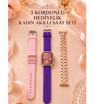 Northcity 3 Kordonlu Rose Gold Kasalı Kadın Akıllı Saat Seti - Modüler Tasarım ve Şık Görünüm