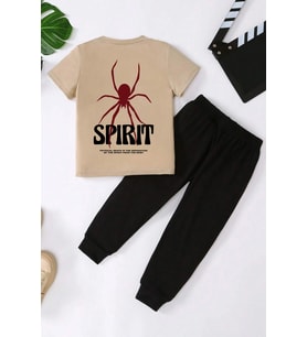 Çocuk Spirit Baskılı Alt - Üst Eşofman Takımı (Bej)