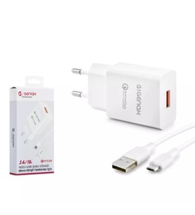 Genax GNX005 Micro USB Şarj Adaptörü Set 3.4A 18W Beyaz
