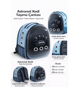 Patili Astronot Şeffaf Kapılı Taşıma Sırt Çantası 24x32x42 cm Mavi