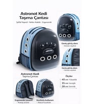 Patili Astronot Şeffaf Kapılı Taşıma Sırt Çantası 24x32x42 cm Mavi