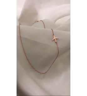 Minimalist Köprücük Kemiği Uçak Rose Kaplama Gümüş Kolye