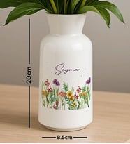 BK Gift Kişiye Özel Çiçek Tasarımlı Seramik Vazo-7, Ev Hediyesi, Ofis Hediyesi