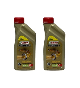 Castrol Power1 10W-40 4T Motosiklet, 4 Zamanlı Motor Yağı 1 Lt. 2 Adet (Acı Kahve)