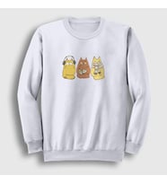 Presmono Unisex Beyaz Cat Brothers Kedi Sweatshirt 287693tt (Beyaz)